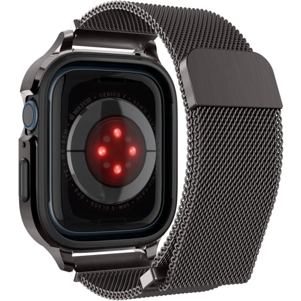 Ремешок и чехол для Apple Watch Spigen Metal Fit Pro for Watch 45/44mm, Graphite (ACS04585)