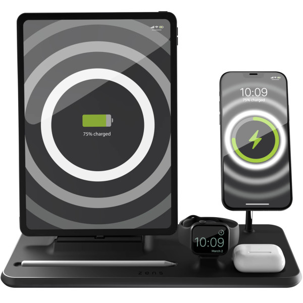 Безпроводная зарядка Zens 4-in-1 MagSafe + Watch + iPad, Black (ZEDC21B/00)