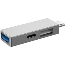 Адаптер  WIWU T02 Pro Type-C to 2xUSB+USB-C, Silver