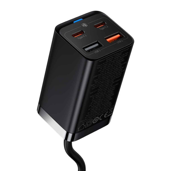 Зарядний пристрій Baseus GaN3 Pro Desktop Fast Charger 2C+2U 65W (Cable Type-C to Type-C 100W 20V/5A1m) Black (CCGP040101)