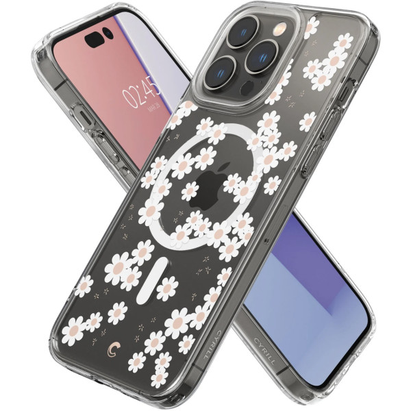 Чехол накладка Spigen CYRILL Cecile Case with MagSafe for iPhone 14 Pro Max, White Daisy (ACS04873)