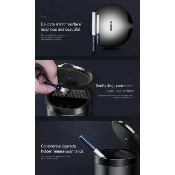 Пепельница Baseus Premium Car Ashtray Black Автомобильная пепельница в подстаканник