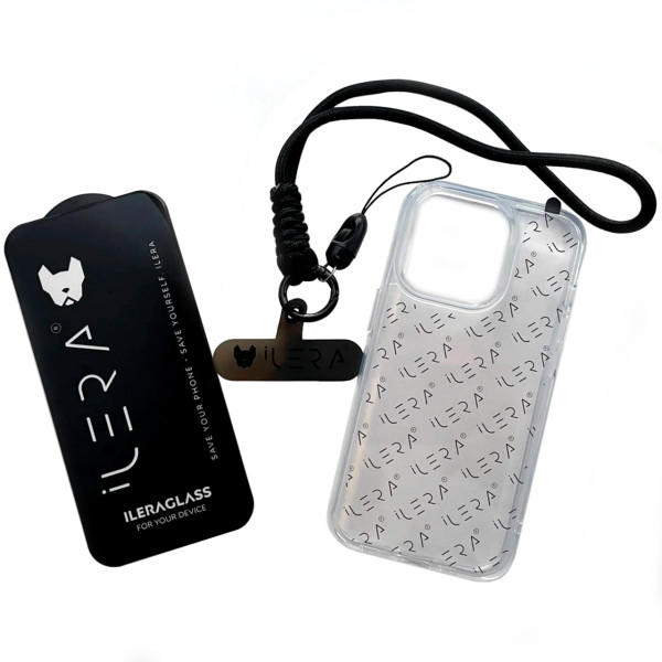 Чехол и защитное стекло iLera Go Ice Case with Hand Stripe + Glass for iPhone 14 Pro