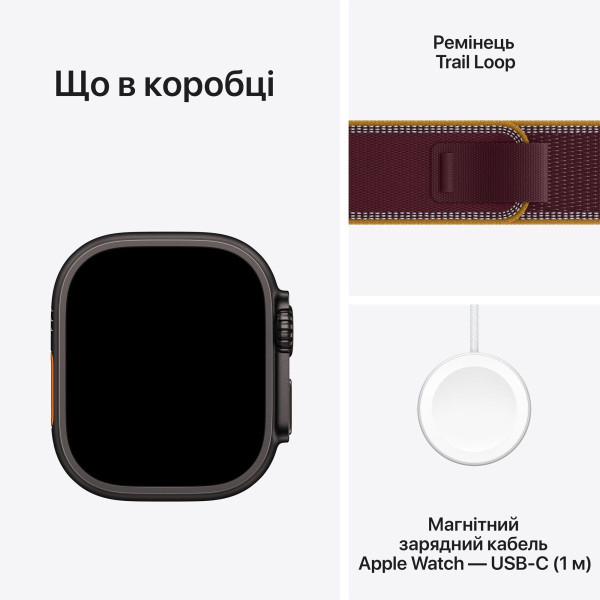 Смарт-часы Apple Watch Ultra 4 Black Titanium Case with Burgundy Trail Loop - M/L (MJC44)
