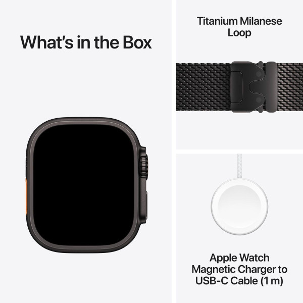 Смарт-часы Apple Watch Ultra 4 Black Titanium Case with Black Titanium Milanese Loop - Small (MJAU4)