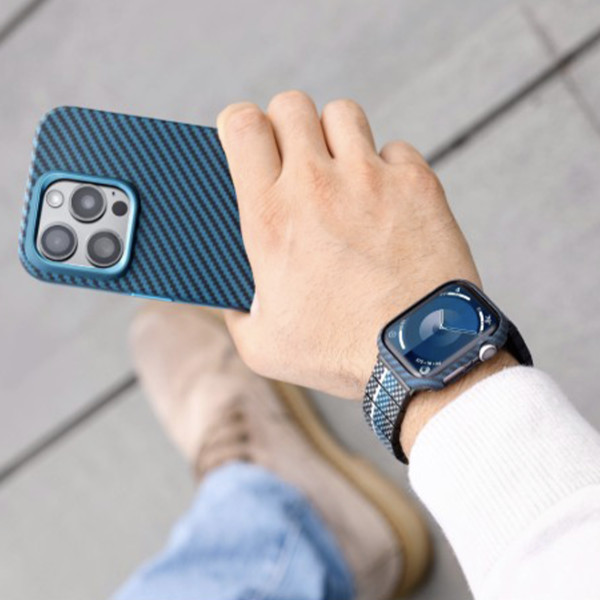 Чехол накладка Pitaka Air Case Black/Blue for Apple Watch 9/8/7 45mm (KW2301A)