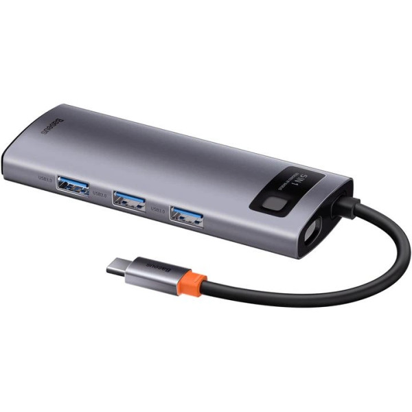 Мультипортовий адаптер Baseus 5in1 Metal Gleam 5-Port Type-C HUB Adapter Type-C to USB3.0*3, PD*1, HDMI Gray