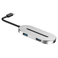 Адаптер Baseus O HUB Type-C (HDMI + Type-C + USB 3.0) Silver (CABOOK-0S)