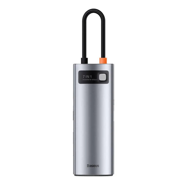 USB-хаб Baseus Metal Gleam Series 7-in-1 (2xUSB3.0+4KHD+RJ45+Type+TF+SD), Gray