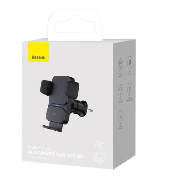 Автомобільний тримач Baseus Wisdom Auto Alignment (suction base) Wireless Charger, Black