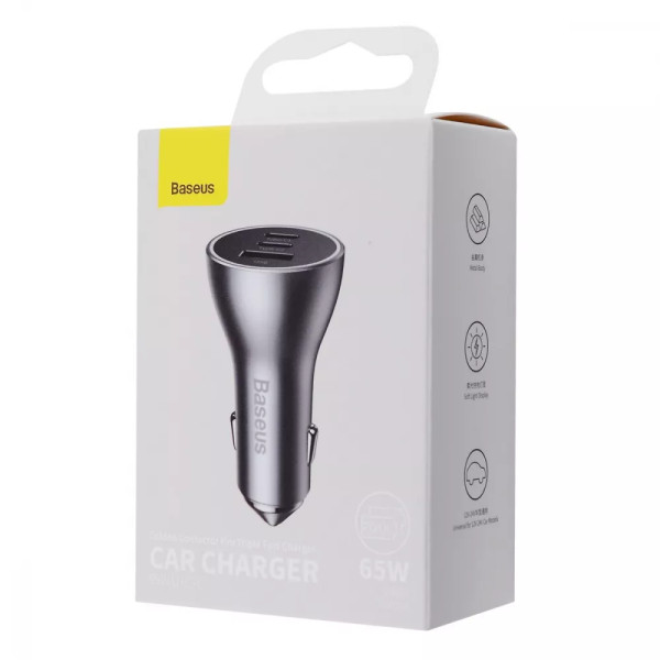 Автомобильное зарядное устройство Baseus Golden Contactor Pro 65W USB + 2x Type C, Blue