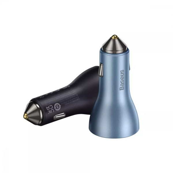 Автомобильное зарядное устройство Baseus Golden Contactor Pro 65W USB + 2x Type C, Blue