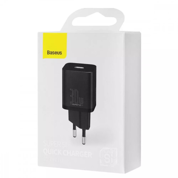 Адаптер питания Baseus Super Silicone Quick Charger 30W (Type-C), Black (CCSUP-J01)