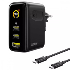 Зарядний пристрій Baseus PicoGo AE21 100W  (2Type-C + USB) + Кабель Type-C to Type-C 100W, 1.5m Black