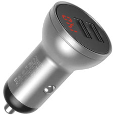 Автомобильное зарядное устройство Baseus Digital Display Dual USB 4.8A Car Charger 24W, Silver
