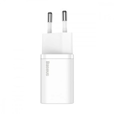 Адаптер питания Baseus Super Silicone Quick Charger 20W (Type-C) + With Cable Type-C to Lightning, White (TZCCSUP-B02)