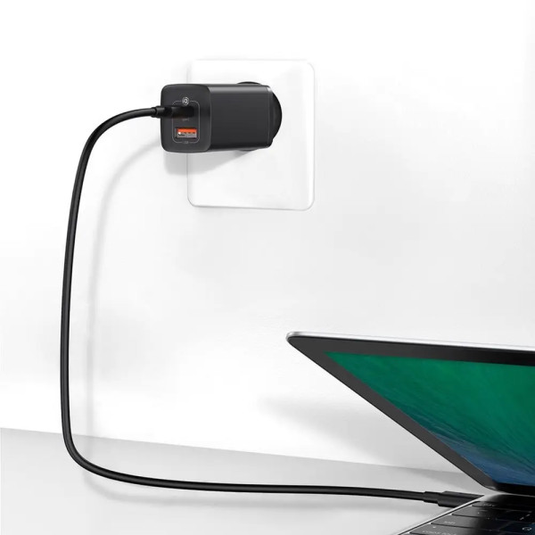 Мережевий зарядний пристрій Baseus GaN 2 Lite Quick Charger 65W (Type C + USB), Black (CCGAN2L-B01)