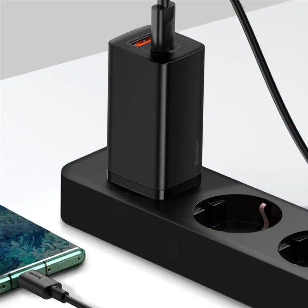 Мережевий зарядний пристрій Baseus GaN 2 Lite Quick Charger 65W (Type C + USB), Black (CCGAN2L-B01)