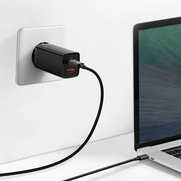 Мережевий зарядний пристрій Baseus GaN 2 Lite Quick Charger 65W (Type C + USB), Black (CCGAN2L-B01)