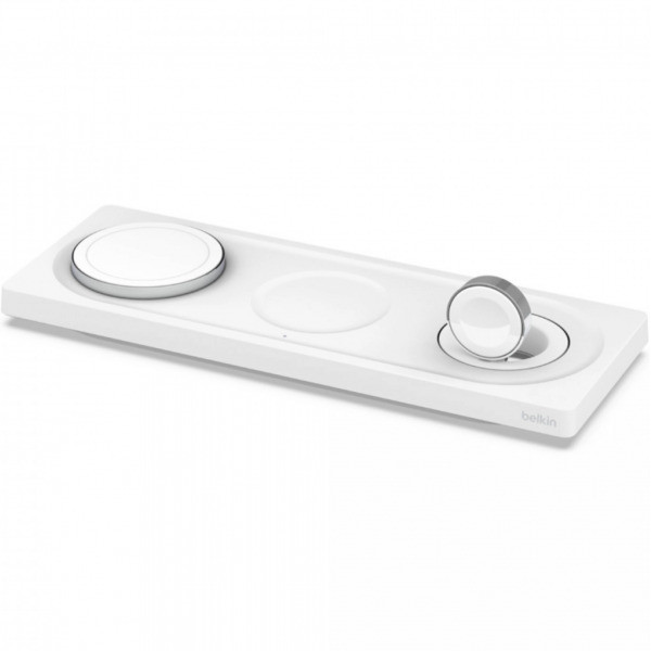 Бездротова зарядка Belkin BOOST CHARGE PRO 3-in-1 Wireless Charging Pad MagSafe White (HPU72, WIZ016vfWh)