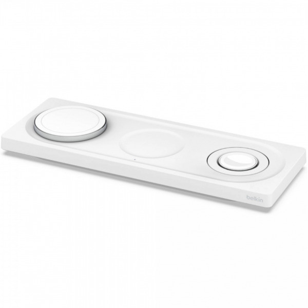 Бездротова зарядка Belkin BOOST CHARGE PRO 3-in-1 Wireless Charging Pad MagSafe White (HPU72, WIZ016vfWh)