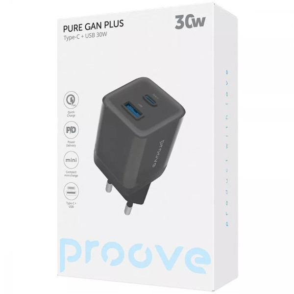Мережевий зарядний пристрій Proove Pure GaN Plus 30W Black (WCPU30111201)