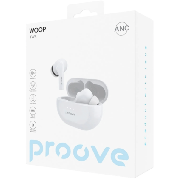 Беcпроводные наушники Proove Woop TWS with ANC, White (TWWP00010002)