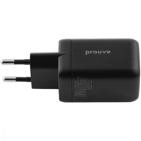 Адаптер живлення Proove Silicone Power Plus 40W USB-C + USB-A Black (WCSP4020001)