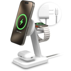 Беспроводное зарядное устройство Mophie Snap+ Wireless 3-in-1 Qi2 Charge Stand, White