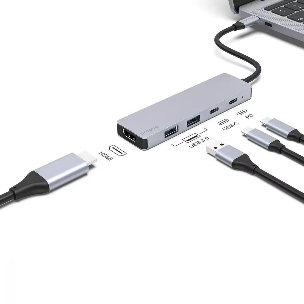 Мультипортовый адаптер Proove Iron Link 5 in 1 (2*Type-C + 2*USB3.0 ...