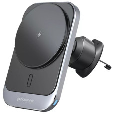 Автотримач із бездротовою зарядкою Proove Square Wireless Charger Magnetic PRO 15W Metal Gray