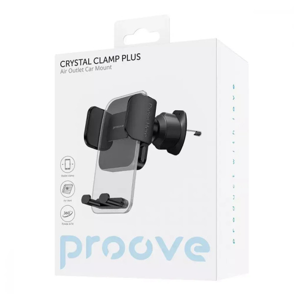 Автодержатель для телефона Proove Crystal Clamp Plus Air Outlet Car Mount Black
