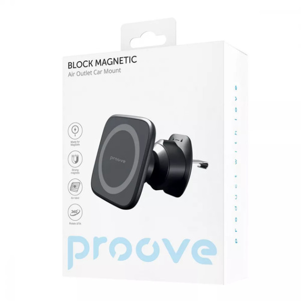 Автодержатель для телефона Proove Block Magnetic Air Outlet Car Mount Magnetic Ring, Black (CHMA00000001)