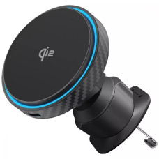 Автодержатель с беспроводной зарядкой Proove Graphite Circle Qi2 15W, Black