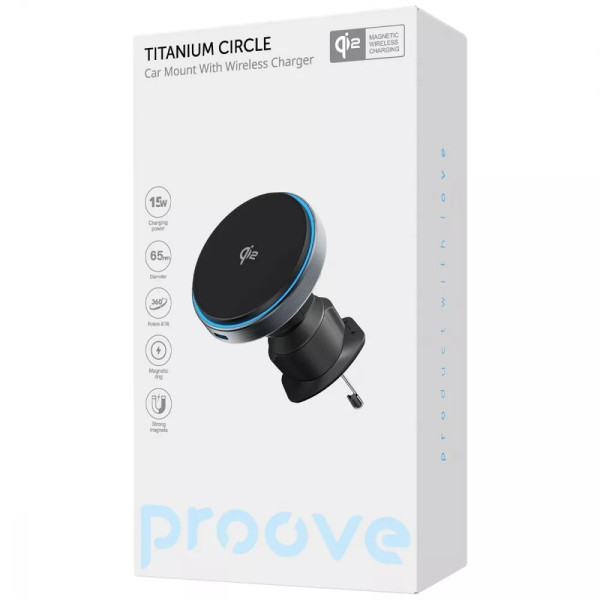 Автомобільний тримач для смартфона Proove Titanium Circle Qi2 15W, Gray (WHTC15010003)