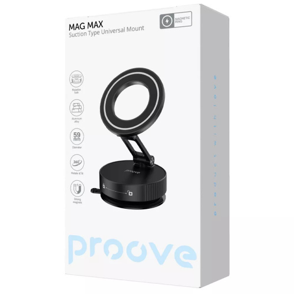 Автодержатель для телефона Proove Mag Max Suction Type Universal Mount, Black (CHMM00000001)