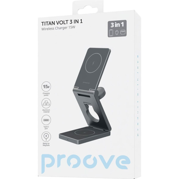 Беспроводное зарядное устройство Proove Titan Volt 3 in 1, Gray (WSTV15000003)