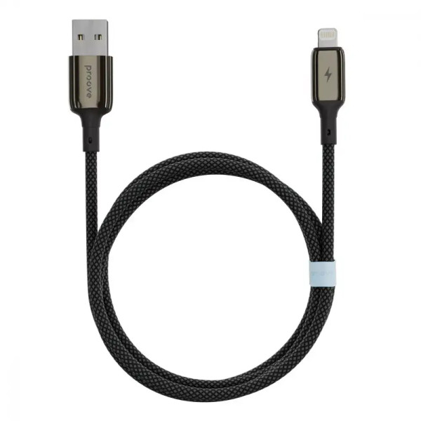 Кабель Proove Dense Metal Lightning 2.4A 1m Cable Black