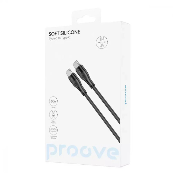 Кабель Proove Soft Silicone Type-C to Type-C Cable 60W 1m Black