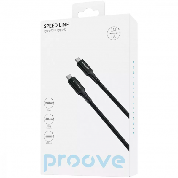 Кабель Proove Speed Line Type-C to Type С 240W USB 4.0 1m Black