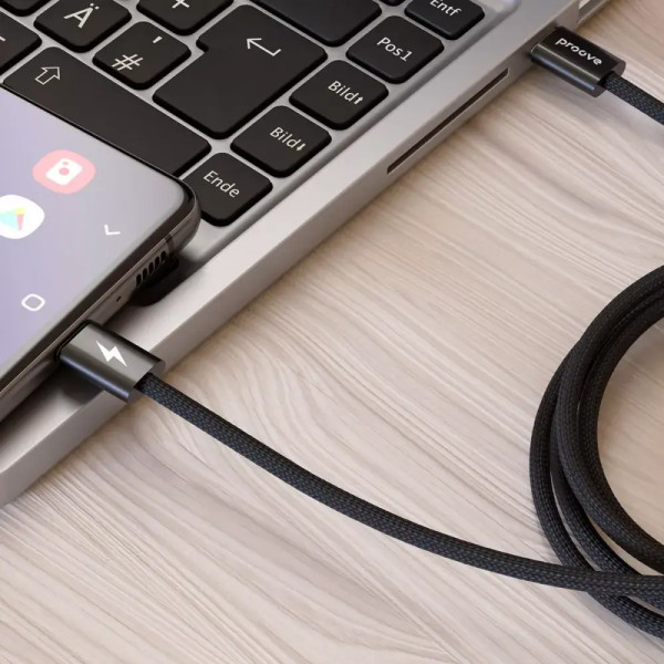 Кабель Proove Energy Stream Type-C to Type-C 60W 1m, Black