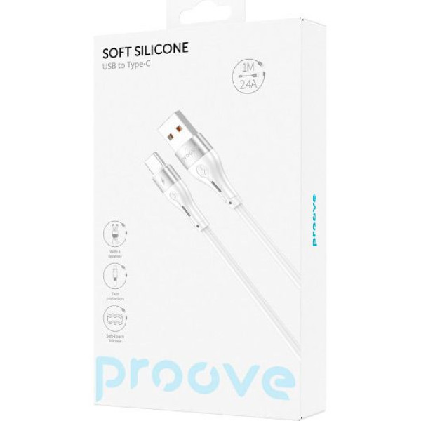 Кабель Proove Soft Silicone Type-C 2.4A 1m, White
