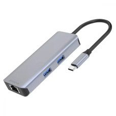 Мультипортовый адаптер Proove Iron Link 6 in 1 (2*USB3.0 + SD/TF + RJ45 + HDMI), Silver