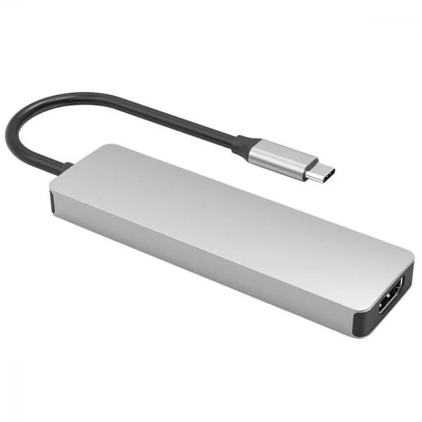 Мультипортовий адаптер Proove Iron Link 5 in 1 (2*Type-C + 2*USB3.0 + HDMI), Silver (HBIL00010604)