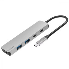 Мультипортовый адаптер Proove Iron Link 5 in 1 (2*Type-C + 2*USB3.0 + HDMI), Silver