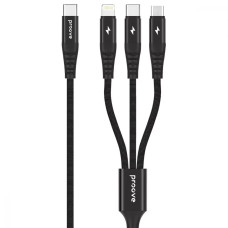Кабель Proove Hydra 3 in1 Type-C + Micro USB + Lightning (1m), Black