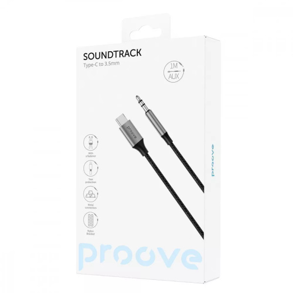 Кабель Proove SoundTrack Type-C to 3.5mm (1m), Black