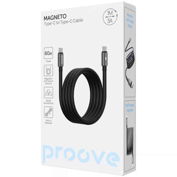Кабель Proove Magneto Type-C to Type-C 60W (1m), Black (CCMA60002201)