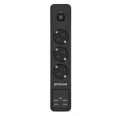 Мережевий фільтр, подовжувач Proove Power Strip P-03 (3 розетки + 4 USB + 2 Type-C) 2М, Black