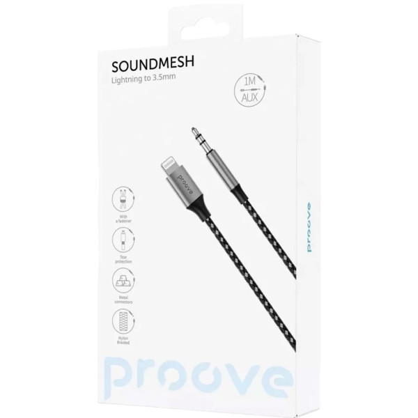 Кабель AUX Proove SoundMesh Lightning to 3.5mm, Gray
